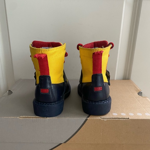 Polo Ralph Lauren Yellow/ Navy Toddler Boots- SZ 6 C - Picture 3 of 11